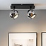 Plafonnier moderne avec verre fumé et 2 spots, noir - Jari