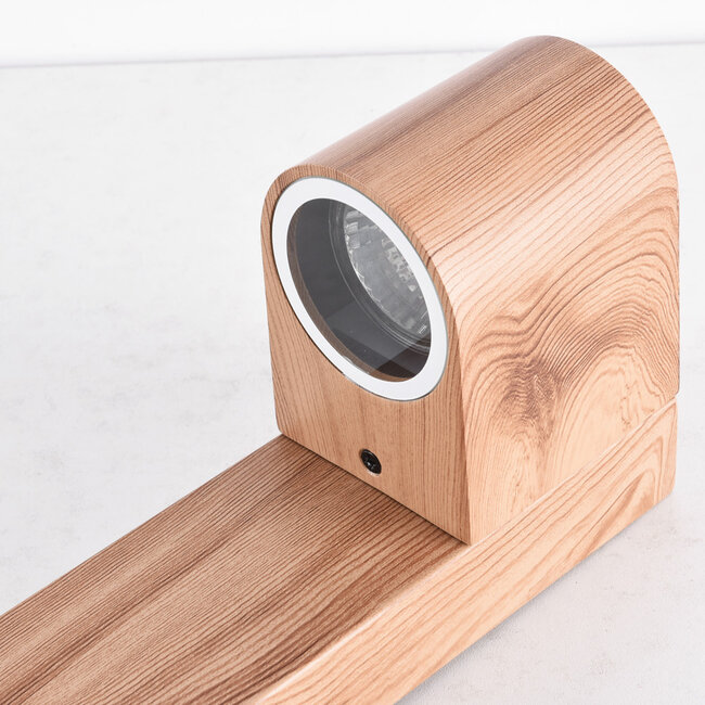 Lampadaire d'extérieur industriel aspect bois, 50 cm - Simone