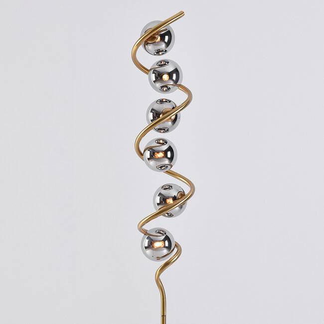 Lampadaire en spirale Lexy 6 lumières en verre fumé à effet miroir