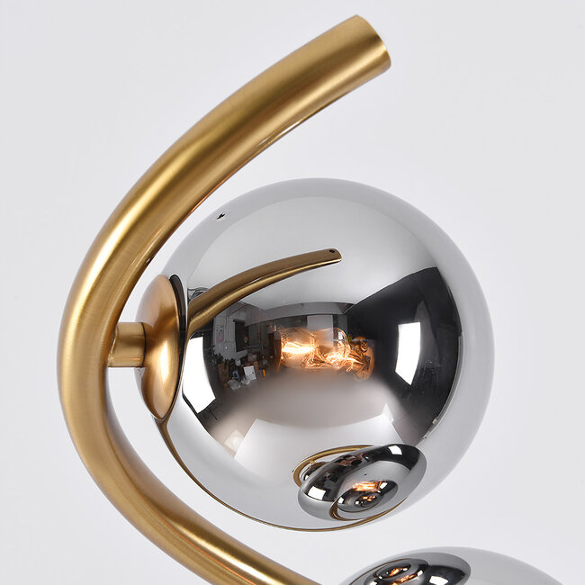 Lampadaire en spirale Lexy 6 lumières en verre fumé à effet miroir