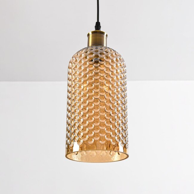 Suspension moderne Lana avec verre ambré 1 lumière - variante 2