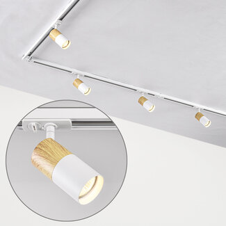 Système de rail monophasé 3 mètres blanc avec aspect bois de chêne - Linn
