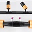 Kit rail monophasé de 3 mètres, spots Linn noirs à l’aspect acajou