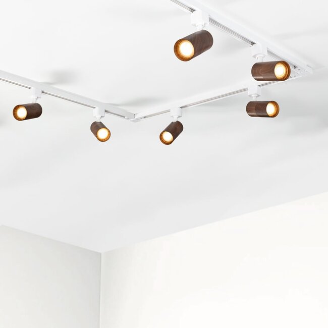 Système de rail monophasé moderne de 3 mètres avec aspect bois de noix - Loek