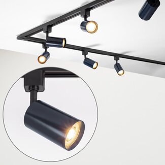 Système de rail monophasé 3 mètres - Noir Romain avec bleu cobalt