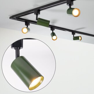 Système de rail monophasé 3 mètres Romain noir avec vert olive