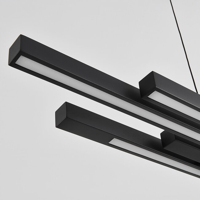 Suspension design dimmable noire avec bois foncé - Liana