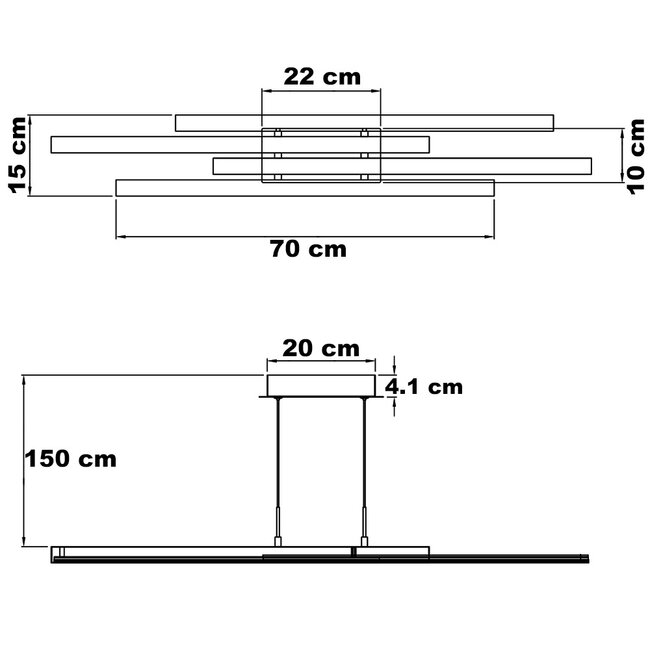 Suspension design dimmable noire avec bois foncé - Liana