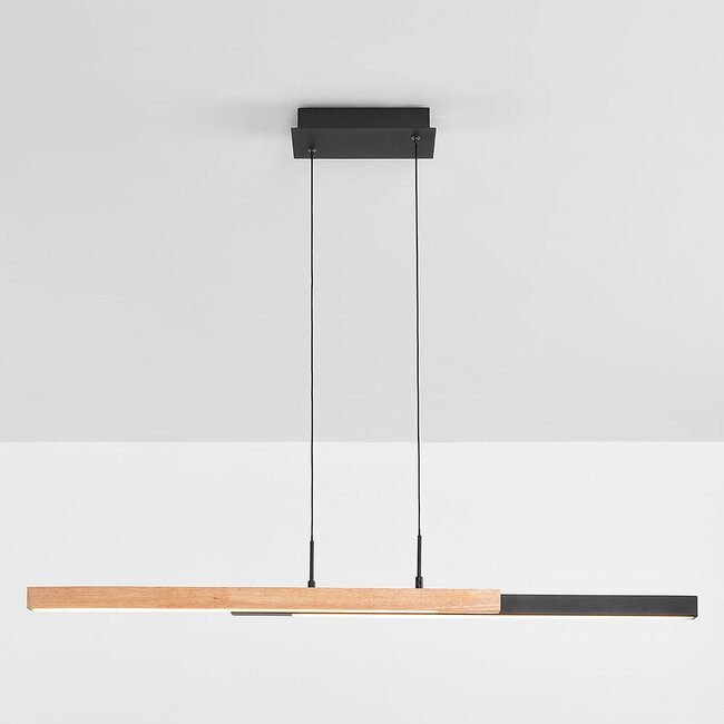 Suspension design dimmable à 3 niveaux Leia - noire avec bois clair