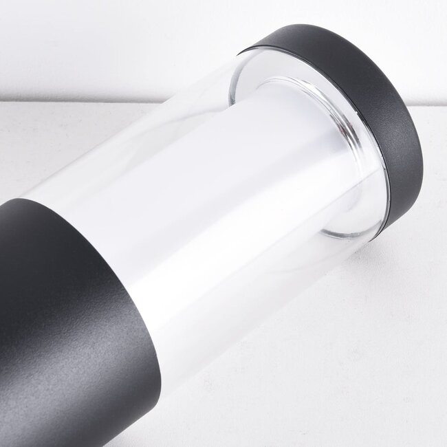 Lampe d'extérieur sur pied Leandre noire à abat-jour blanc laiteux - 76 cm