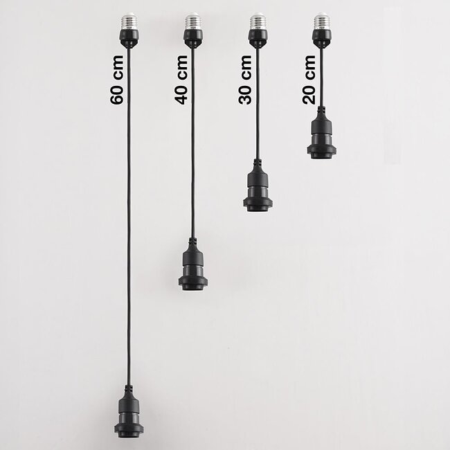 Douille E27 suspendue 20, 30, 40 et 60 cm (sans ampoule)