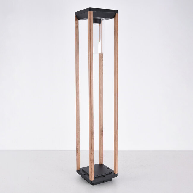 Lampe d'extérieur sur pied Paca aspect bois - 80 cm