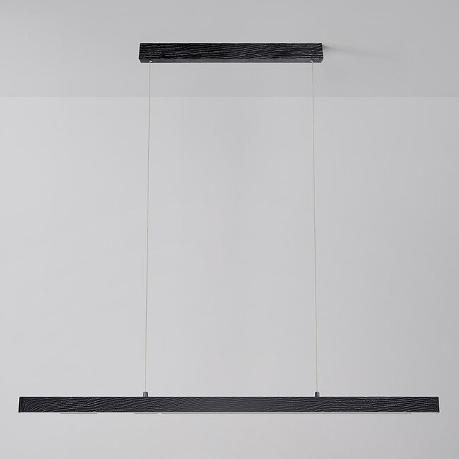 Lampe suspendue noire minimaliste André avec motif bois - 3 niveaux de gradation