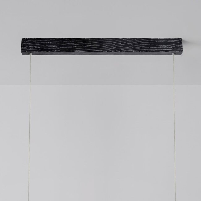 Lampe suspendue noire minimaliste André avec motif bois - 3 niveaux de gradation