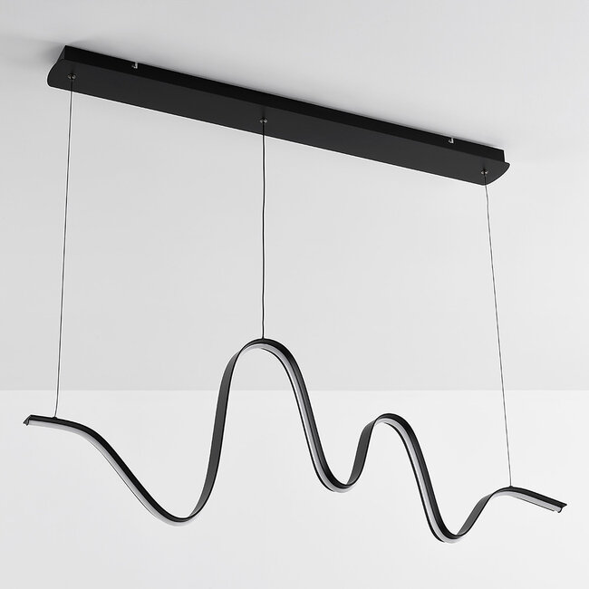 Suspension Linea ondulée - noire avec LED à intensité variable sur 3 niveaux