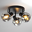 Plafonnier rond noir avec verre fumé à effet miroir, 3 lumières - Jenthe