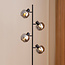 Lampadaire noir avec verre gris fumé à effet miroir, 4 lumières - Jesse