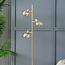 Lampadaire doré avec verre ambré, 3 lumières - Jesse