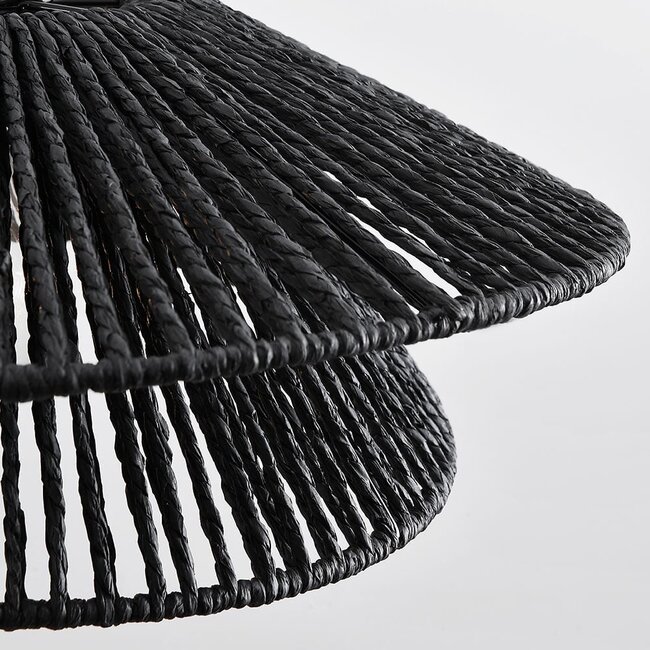 Lampe suspendue en corde tressée à la main noire - Osaka