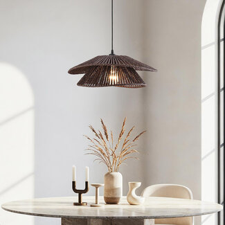 Lampe suspendue en corde tressée à la main brune - Osaka