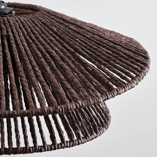Lampe suspendue en corde tressée à la main brune - Osaka