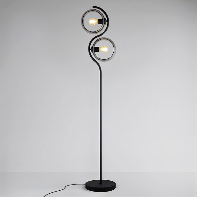 Lampadaire moderne avec verre fumé rond - Curvatura