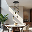 Suspension 9 lumières noire avec verre gris fumé - Alturas