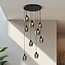 Suspension Alturas 9 lumières - noir et verre fumé gris