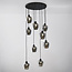 Suspension 9 lumières noire avec verre gris fumé - Alturas