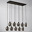 Lampe suspendue à 10 lumières noire avec verre gris fumé - Stafford