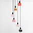 Suspension noire avec verre ambré, fumé et rose, 6 lumières - Monroe