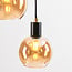 Suspension Monroe 7 lumières - noir, verre ambré, fumé et rosé