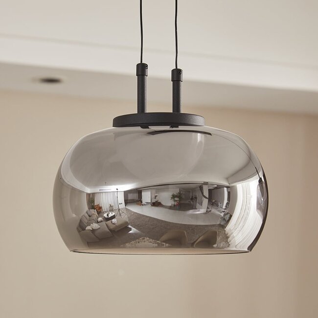 Suspension noire avec verre fumé et 3 niveaux de luminosité - Katla