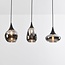 Suspension Lovi 3 lumières - noir, verre fumé gris et effet miroir