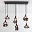 Suspension Loic 6 lumières - noir, verre fumé gris et effet miroir