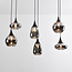 Suspension noire avec verre fumé, 6 lumières - Loic