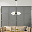 Suspension design noir avec verre blanc laiteux, 6 lumières - Callie