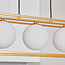 Lampe suspendue avec cadre carré doré et verre blanc laiteux, 3 lumières - Gabia