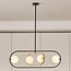 Suspension Gaio 4 lumières - noir et doré avec verre opalin