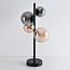 Lampe de table design Tessera noir avec verre ambré et fumé, 4 lumières