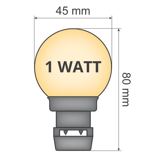 Guirlande guinguette extérieure avec ampoules LED blanc laiteux – 1 W