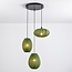 Suspension japandi à 3 lumières avec lanternes en tissu vert - Fabrica