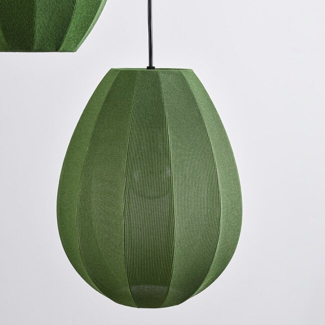 Suspension japandi à 3 lumières avec lanternes en tissu vert - Fabrica