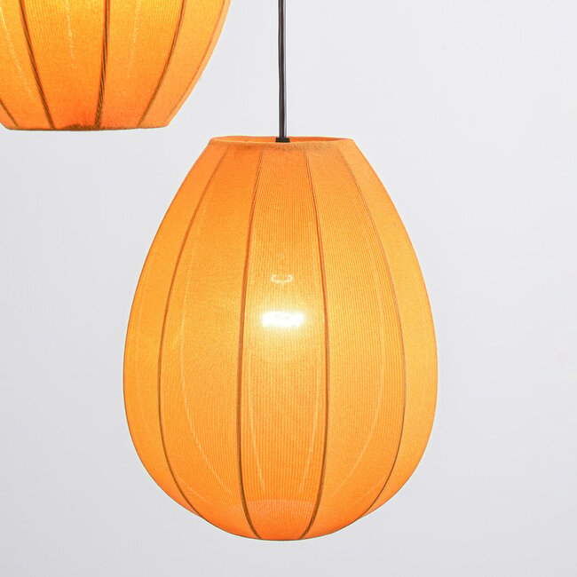 Suspension japandi à 3 lumières avec lanternes en tissu orange - Fabrica