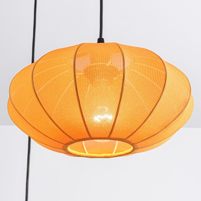 Suspension japandi à 3 lumières avec lanternes en tissu orange - Fabrica