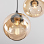 Suspension noire avec verre ambré, 6 lumières - Loic