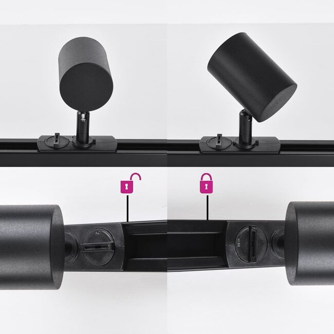 Système moderne de rails monophasés de 1,5 mètre avec spots Nox - gradation à 3 niveaux