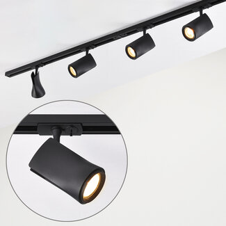 Système de rail moderne monophasé de 1,5 mètre avec spots Lola - noir