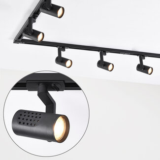 Système de rail monophasé design 3 mètres avec spots Fem - noir