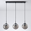 Lampe suspendue moderne noire avec verre fumé ondulé 3D, 3 lumières - Carice